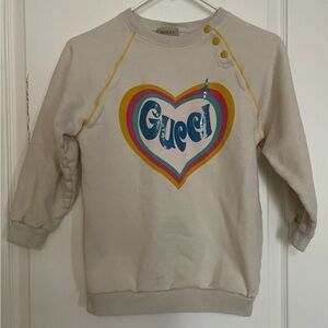 Kids Gucci Rainbow Heart Logo Sweatshirt, Size 8